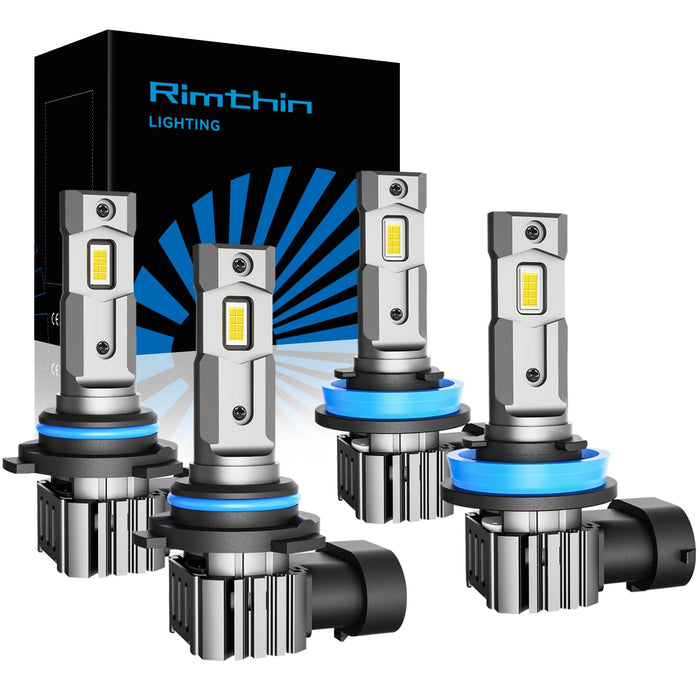rimthin H11 9005 Bulbs Combo, 6000K White H9/H8/HB3 Fog Bulbs, Plug and Play, Pack of 4