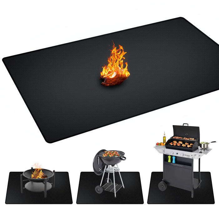 rumlick 48 x 30 inch Under Grill Mats for Outdoor Grill, Double-Sided Fireproof, Oil and Waterproof Protective Mat for Grass and Deck, Outerdoor BBQ Fire Pit Fireplace Mat