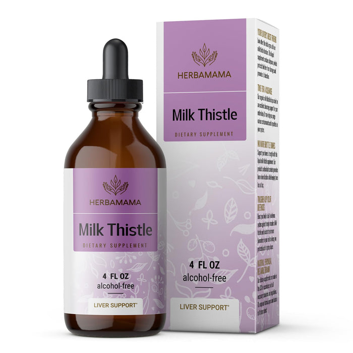 HERBAMAMA Milk Thistle Liquid Drops - Organic Milk Thistle Seed Tincture - Liver Detox - Milk Thistle Liquid Extract Supplement - Alcohol-Free - 4 fl oz