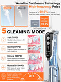 Water Dental Flosser Tools for Teeth Rechargeable Portable Water Flosser Dental Oral Irrigator Cleaning Cordless with Tongue Scraper Travel Bag Waterproof (Digital White)