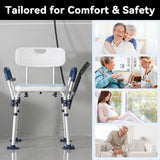 Trondiver Heavy Duty Shower Chair for Inside Shower, Medical Shower Seats for Adults and Elderly, Sturdy and Non-slip Chair Legs with Adjustable Height, Easy Assembly, Safe Bathing Solution(Blue)