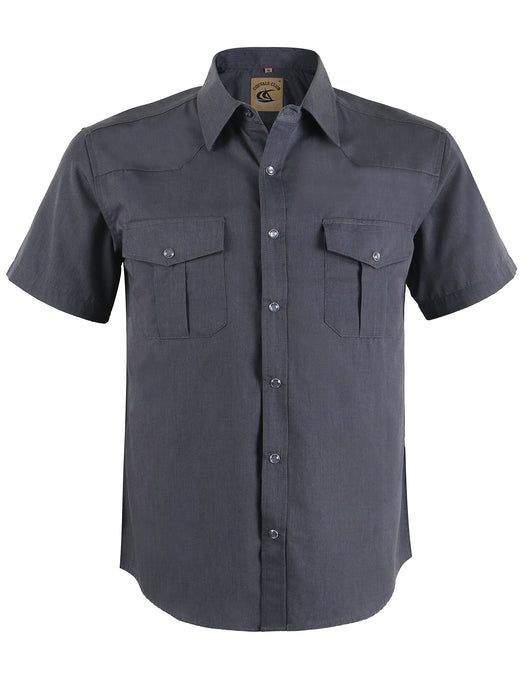 COEVALS CLUB Men's Western Cowboy Short Sleeve Pearl Snap Casual Soild Work Shirts (Gray 4XL)