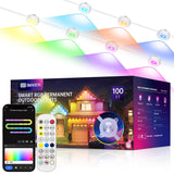 SMAVISTA Smart Permanent Outdoor Lights, 100ft with 72 LED RGB String Lights, IP67 Waterproof Eaves Light with 44 Scene Modes for Easter Christmas Birthday Holiday Party Gift, APP/Voice/Remote Control