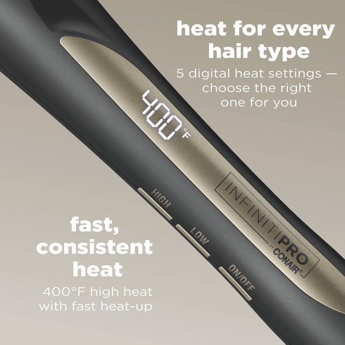 INFINITIPRO BY CONAIR Tourmaline Ceramic 1 Inch Curling Wand, Straight wand produces flawless waves