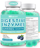 WEEVIT Digestive Enzymes Gummies - 2 Months Supply - Chewable Digestive Enzymes Gummy with Probiotics & Prebiotics Blend for Women Men, Sugar Free | Vegan | Blueberry Flavored (Pack of 2)