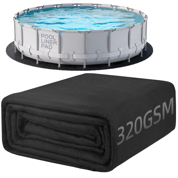 POOLHACKER 12 ft Pool Liner Pad, [2026 New Pool Pad 9.4 oz/yd² Heavy-Duty] Round Pool Liner Pad for Above Ground Swimming Pools, Prevents Punctures, Effortless to Install, Eco-Friendly Padding