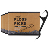 Natural Dental Floss Picks - 200 Count - PETA Approved, BPA Free, Vegan, Sustainable, Eco Friendly, Natural Dental Flossers by Isshah (Charcoal)