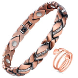 Jecanori Magnetic Copper Bracelets for Women,Copper Magnetic Ring for Women,Crystal Bracelets with 3500 Gauss Magnets,Jewelry Gift with Sizing Tool