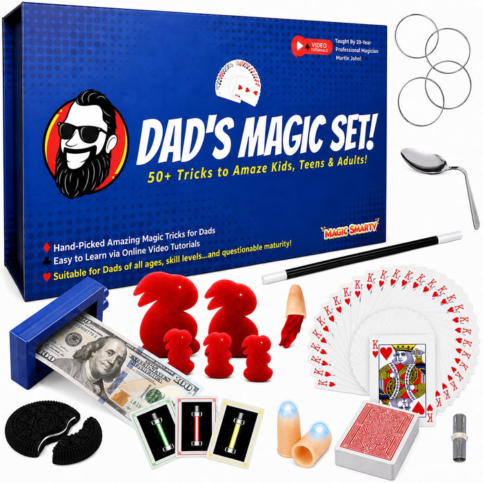 Dad’s Magic Set - 50 Awesome Magic Tricks for Dads to Amaze the Whole Family - Easy to Learn - Video Tutorials by a Pro Magician - Fun Gift for Dad or Grandpa for Father's Day, Birthdays, Christmas