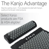 Kanjo FSA HSA Eligible Premium Large Acupressure Mat and Pillow Set for Back Pain Relief & Neck Pain Relief, with Memory Foam Pillow, Includes Carry Bag, Black XL