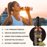 Organic Liquid Ashwagandha Drops for Women Men: Turmeric Flavor 7in1 Ashwagandha Energy Supplement -4 Oz Aswangdha - Ashwagandha Extract Tincture - Energy Stress and Mood Support - 2 Pack Vegan