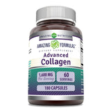 Amazing Formulas Advanced Collagen Supplement | Collagen Type I, II & III, with Vitamin C & Hyaluronic Acid | 1600 Mg Per Serving | 180 Capsules | Non-GMO | Gluten-Free | Made in USA