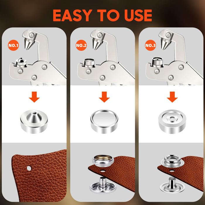 Snap Fastener Tool, Snap Kit with Tool, Canvas Snap Tool with 300 pcs Boat Cover Snaps, Repair and Replace Snaps DIY Leather, Sewing, Tarps, Fabric