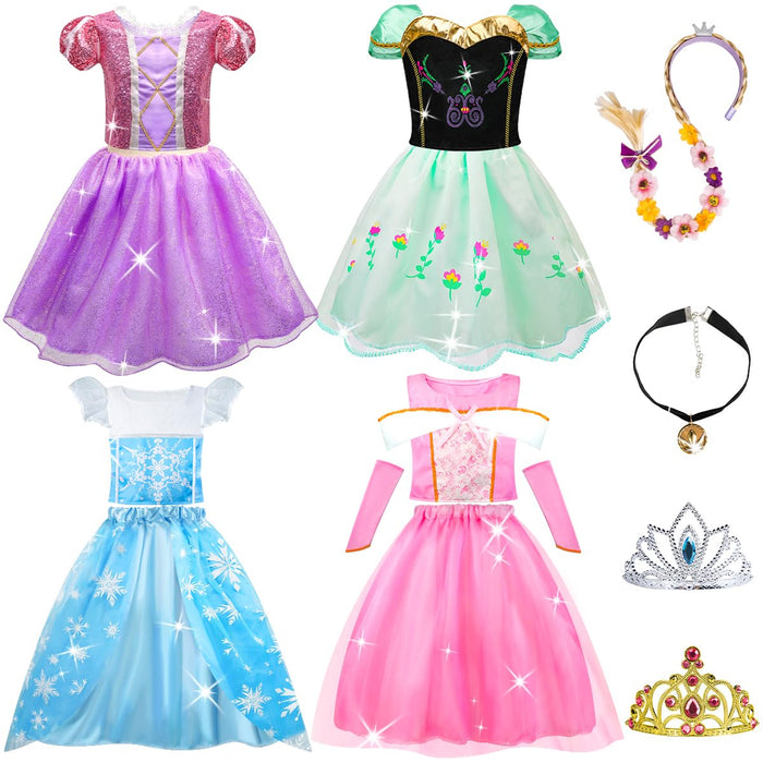 Meland Princess Dress Up - Princess Dress for Girls with Princess Toys, Christmas Birthday Gift for Toddler Girls Age 3-8