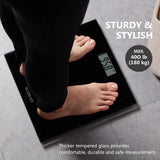 NUTRI FIT Digital Bathroom Scale Body Weight Scales 400 lbs Ultra Slim Most Accurate for Gym Yoga Studio with Large Backlit Display, Black