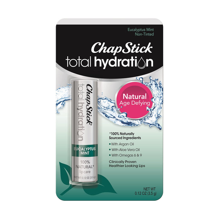 3x Eucalyptus MINT Total Hydration ChapStick 100 Natural