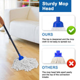 KeFanta Mop for Floor Cleaning,2 Pcs Cotton String Wet Mops Replacement Head Refill Compatible with Microfiber Cloth Mop & 0.8" Diameter Mop Handle(1 Handle & 2 Mop Heads)