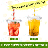 Eupako 9 oz Plastic Cups with Lids 100 Sets, Disposable Clear Cups with Lids, Cold Drink Containers for Beverage, Parfait, Smoothie