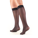 Truform Sheer Compression Stockings, 8-15 mmHg, Women's Knee High Length, 20 Denier, Black, Large