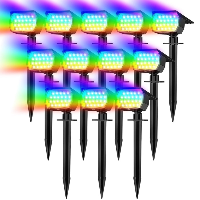 WENATY Solar Spot Lights Outdoor Spotlight Christmas 12 Pack Color Changing