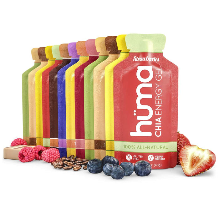 Huma Chia Energy Gel, Variety Pack - Premier Sports Nutrition for Endurance Exercise - (24 Gels, 8 Original Flavors)