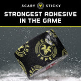 Goat Tape Scary Sticky Premium Athletic Tape, Weightlifting Tape, Thumb Tape for Hook Grip, for The Toughest Fitness Workouts and Lifts, White & Black/Black & Yellow, 2 Rolls