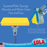 Lola Products SqueezeMatic Butterfly Sponge Mop Refill, 9" Wide, Replacement Head, Floor Cleaning, Compatible w/Quickie Type S Sponge Mops, 6 Pack