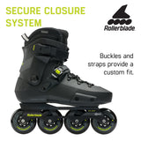 Rollerblade Twister XT Men's Adult Fitness Inline Skate, Black/Lime, Urban Performance Inline Skates