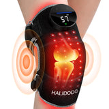 HALIDODO Red Light Therapy & Vibration Massage Knee Brace - Wireless Rechargeable Controller, 660nm&850nm Red Light Therapy Heated Device for Knee & Joint Pain Relief, Faster Recovery