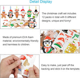 Fennoral 12 Pack Christmas Crafts for Kids Christmas Foam Stickers with Snowman Penguin Santa Claus Elf Gingerbread Man Reindeer Pattern Christmas Arts and Crafts DIY for Kids Boys Girls