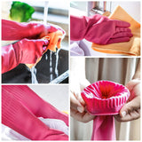 IUCGE Rubber dishwashing gloves 3 Pairs for kitchen,Cleaning washing dish gloves long for household reuseable durable.(Medium,Pink)