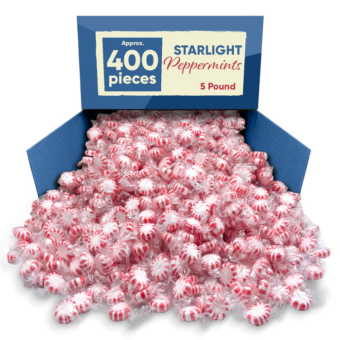 Starlight Peppermints Mints 5 Lb -Approx 400 Peppermint Candy Individually Wrapped - Thanksgiving Christmas Candy Mints