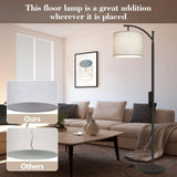 PESRAE Arc Floor Lamp with Remote Control, 9W/1000LM Stepless 3000K-6000K LED Bulb Included, Standing Lamp with Tall lamp with Adjustable Linen Lampshade for Bedroom,Living Room