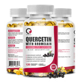 Quercetin with Bromelain 1000mg 120 Capsules with Vitamin C & D3, Zinc, Immune Support Supplement, Quercetin Supplements with Bromelain, Supports Respiratory System, Veg, Non-GMO & Gluten Free