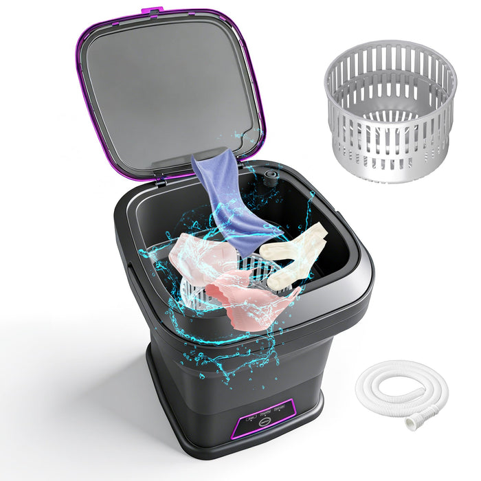 Ugupy 13L Portable Washing Machine, Foldable Mini Washing Machine with Spin Basket & 3 Cleaning Modes, Small Laundry Machine for Underwear, Baby Clothes, Socks, Compact Design for Travel Apartment RV