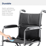 Drive Medical TR37E-SV Lightweight Folding Transport Wheelchair with Swing-Away Footrest, Silver