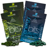 ENERGYbits/RECOVERYbits - Organic Spirulina & Chlorella Tablets - Single Serving Sample Packs - Algae Superfood - High Protein, Chlorophyll - Self Care - Vegan, Keto, Gluten Free - 4 Bags, 30/Bag