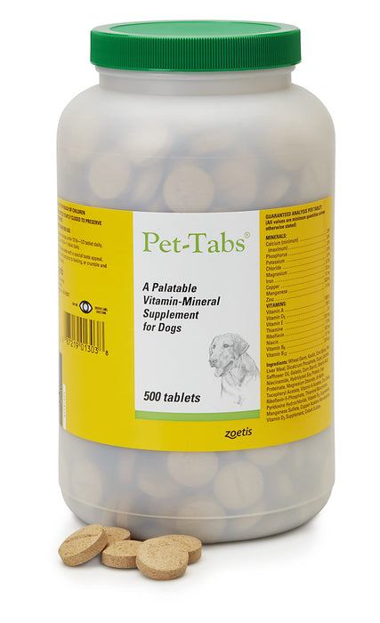 Pet-Tabs Multivitamin and Mineral Supplement for Dogs with Special Nutritional Needs, Chewable Tablet, 500 Count Bottle for Multi-Dog Household