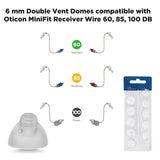 Oticon MiniFit Double Vent Bass Domes: 10-pack (Small 6mm)