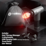 First Health Massage Gun with Heat, Powerful Deep Tissue Muscle Massage Gun for Athletes, 6 Massage Modes up to 3200rpm, Handheld Body Percussion Massager for Neck, Back w/ 5 Interchangeable Heads