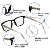 DEHOTRE Progressive Multifocus Reading Glasses No Line Bifocal Blue Light Blocking Readers for Men Metal Spring Hinge Eyeglasses Near Workspace (Black 1.50)