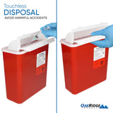 Oakridge Products Sharps Container for Home Use and Professional 5 Quart (3-Pack), Biohazard Needle and Syringe Disposal, Mailbox Style Lid, CDC Certified