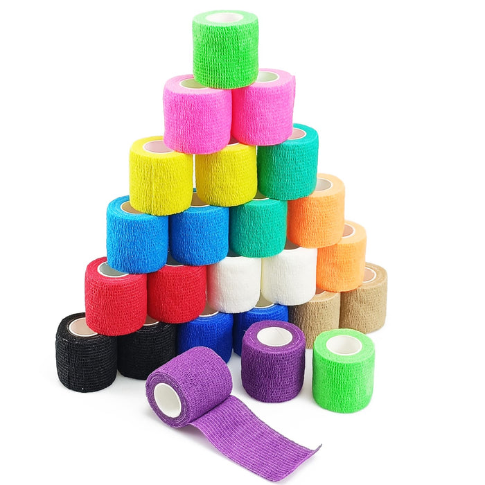 Rainbow Pack of athletic tape for Sports,Wrist,Ankle Self Adherent Cohesive Wrap Bandages 2 Inches X 5 Yards, First Aid Tape, Elastic Self Adhesive Tape (24PCS)