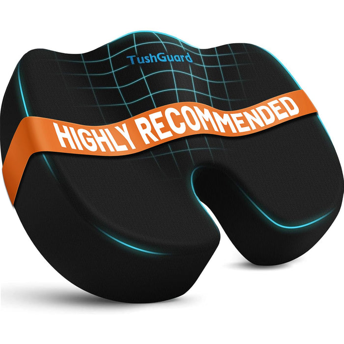 TushGuard Seat Cushion, Office Chair Cushions, Car Seat Cushion, Non-Slip Sciatica & Back Coccyx Tailbone Pain Relief Chair Pad, Memory Foam Butt Pillow for Computer Desk, Office Chair(Black, XXL)