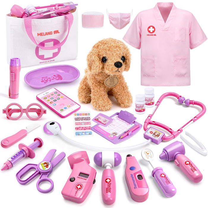 Meland Doctor Kit with Puppy for Girls, Pretend Play Toy Gift for Ages 3–6