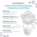 pureclinica Triple Strength 1500mg Collagen and Hyaluronic Acid x 180 Tablets - 6 Months Supply