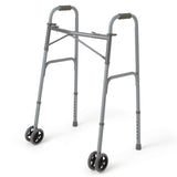 Medline Heavy Duty Bariatric Extra Wide Folding Walker wtih 5" Wheels, Supports up to 600 lbs, Comfort Foam Hand Grips