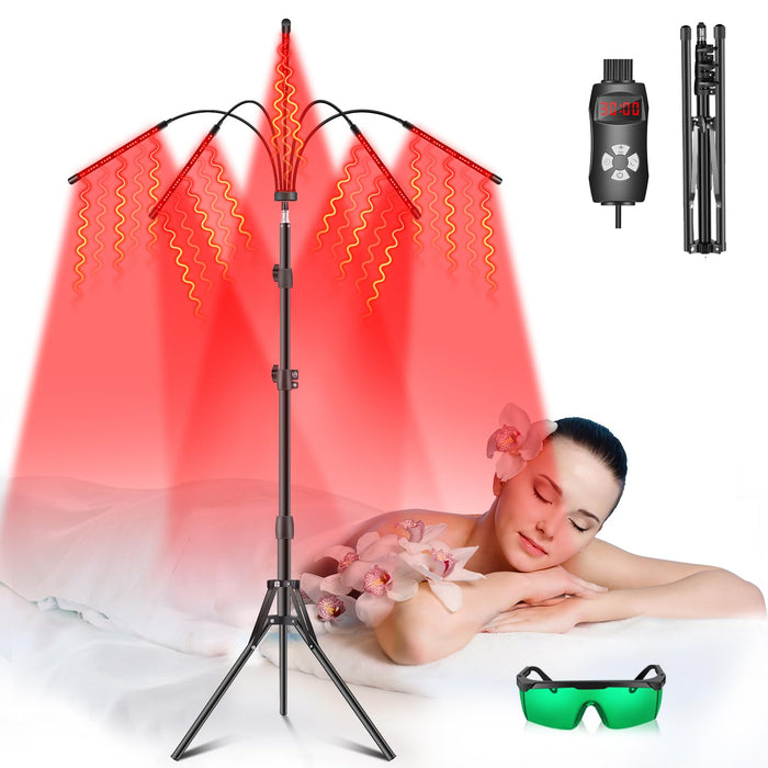 Red Light Therapy Lamp, 150 LEDs Infrared Light Therapy with Adjustable Stand - 660nm Redlight and 850nm Near Infrared Light Devices Large Coverage Area Lamps for Full Body Face Pain Relief Skin Care