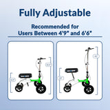 KneeRover GO Hybrid - Most Compact All Terrain Knee Scooter for Adults for Foot Surgery Heavy Duty Knee Walker for Broken Ankle Foot Injuries Recovery Leg Scooter Best Knee Crutch Alternative (Green)