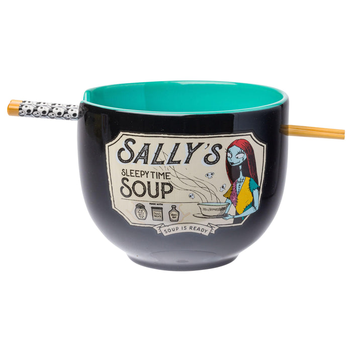 Silver Buffalo Disney Nightmare Before Christmas Sally's Sleepy Time Soup Ceramic Ramen Noodle Rice Bowl with Chopsticks, Microwave Safe, 20 Ounces